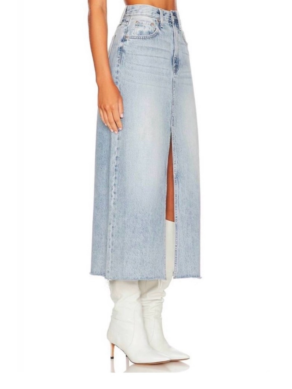New Pistola Alice Midi Denim Skirt in Brooklyn With Slit Women Size 25
